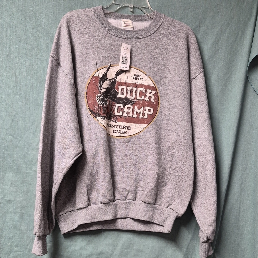 American Tradition Duck Camp Gray Men's Sweater Large